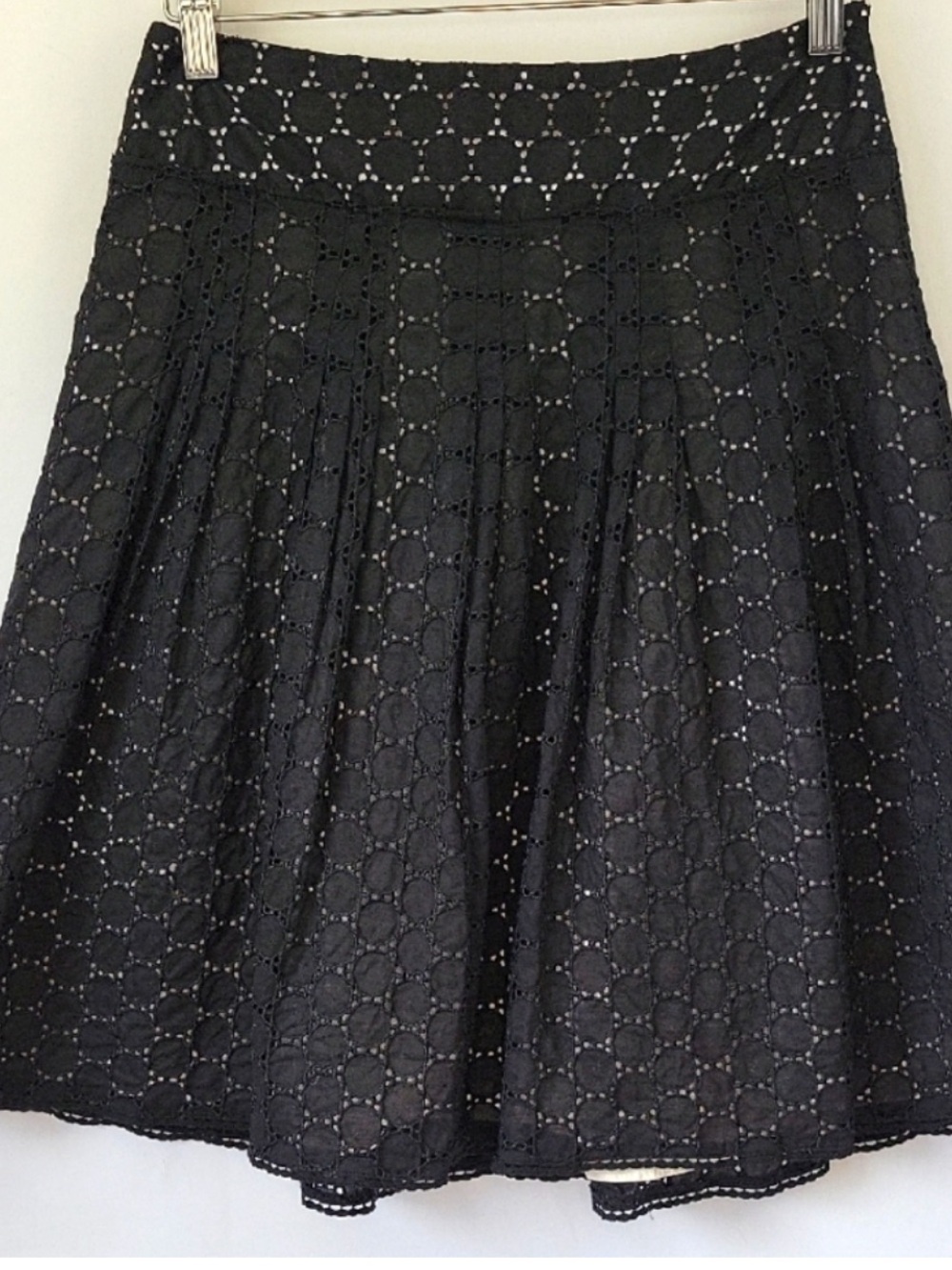Ann Taylor Black Lace Eyelet Skater Skirt